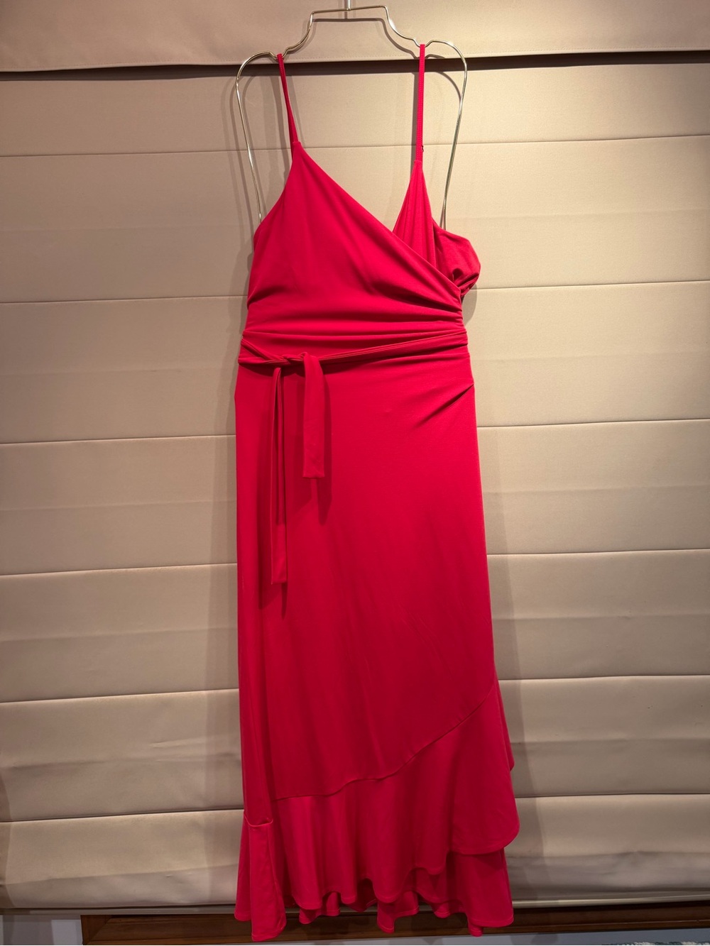 Banana Republic Soft Ponte Ruffle-Wrap Dress - Wild Cherry